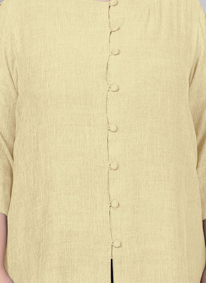 Indietoga Plus Size Yellow Round Neck Tunic - Image 2